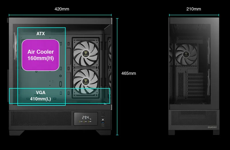 Gamdias Atlas M1 Gaming Case Interior Accommodation - Mobile View