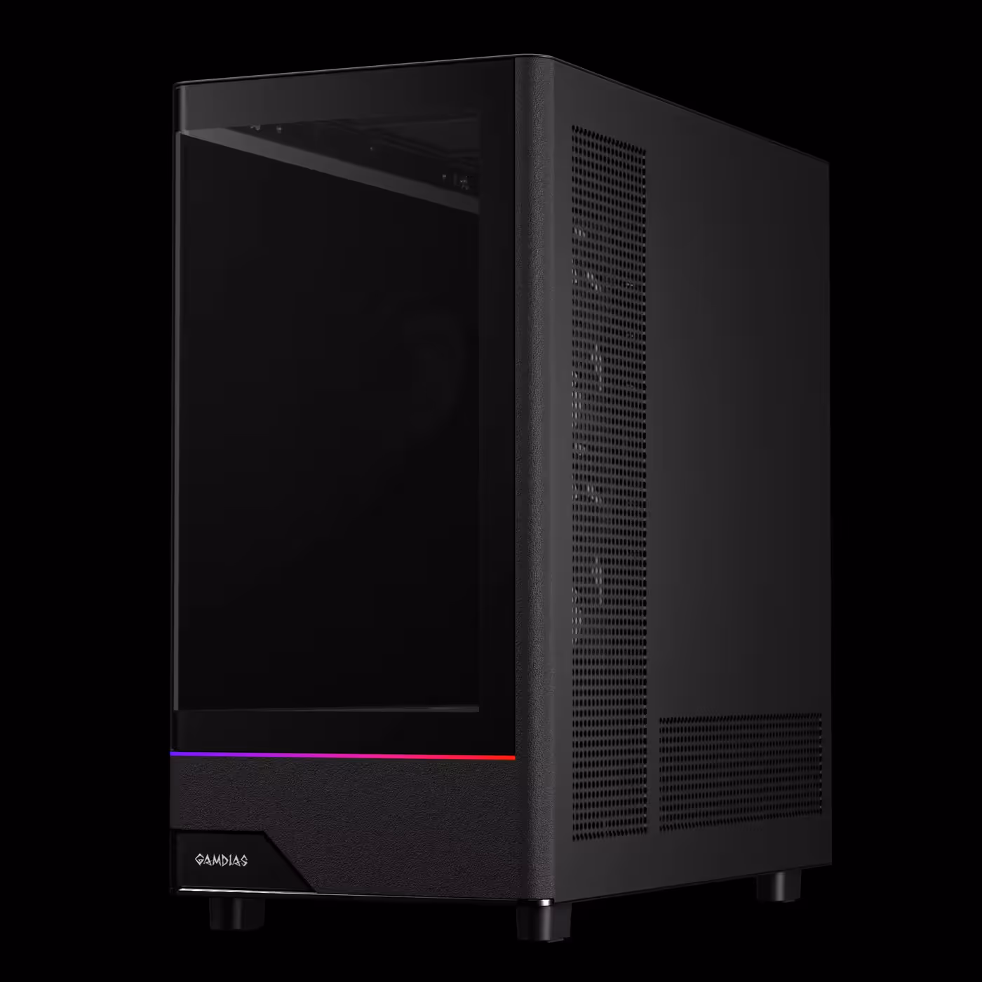 Right side of the black GAMDIAS ATLAS M5 CG showing the vented side panel