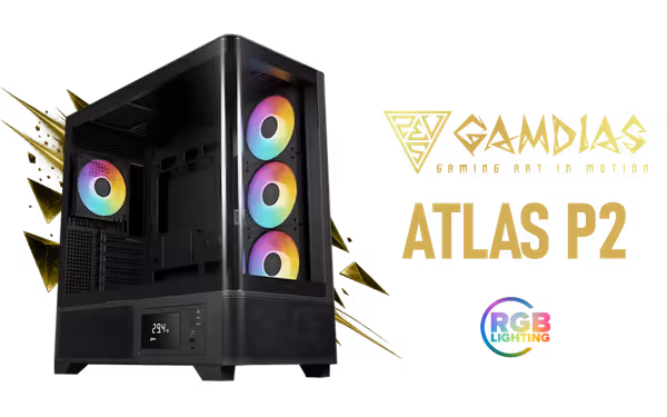Gamdias ATLAS-P2 Tempered Glass ATX Gaming Case - Black - image 1 Gamdias ATLAS-P2 Tempered Glass ATX Gaming Case - Black - image 1
