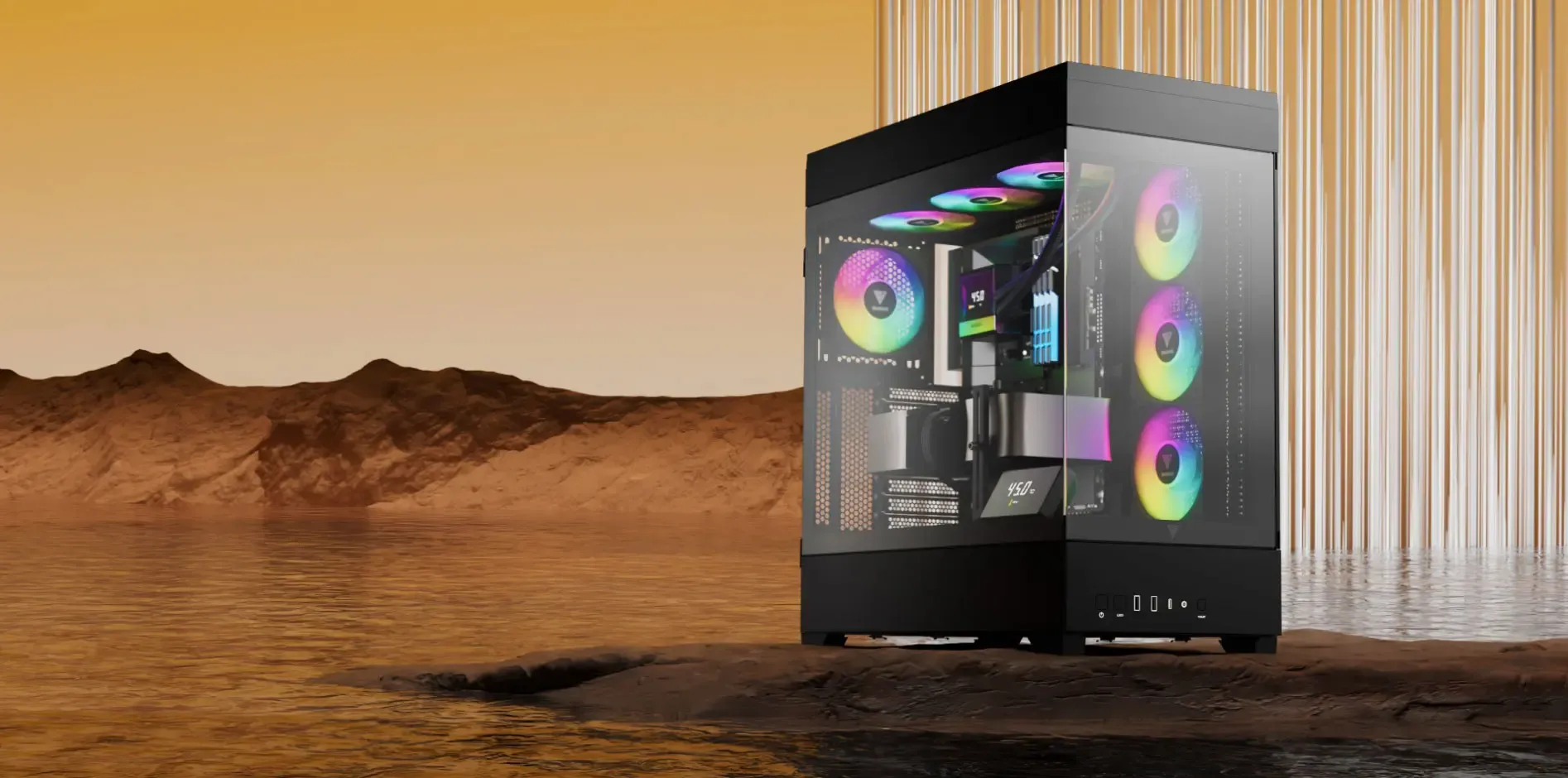 Gamdias Atlas P1 Black Gaming Case - Front View