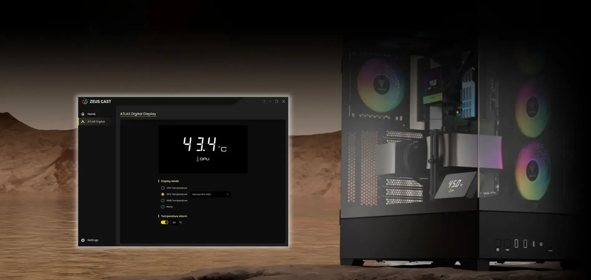 Gamdias Atlas P1 Black Gaming Case - Real-Time Monitoring