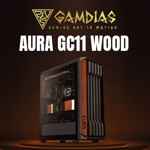 Gamdias Aura GC11 Wood ATX Gaming Case