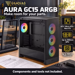 GAMDIAS AURA GC15 ARGB Mid Tower Case - Black | 4 Fans - image 11