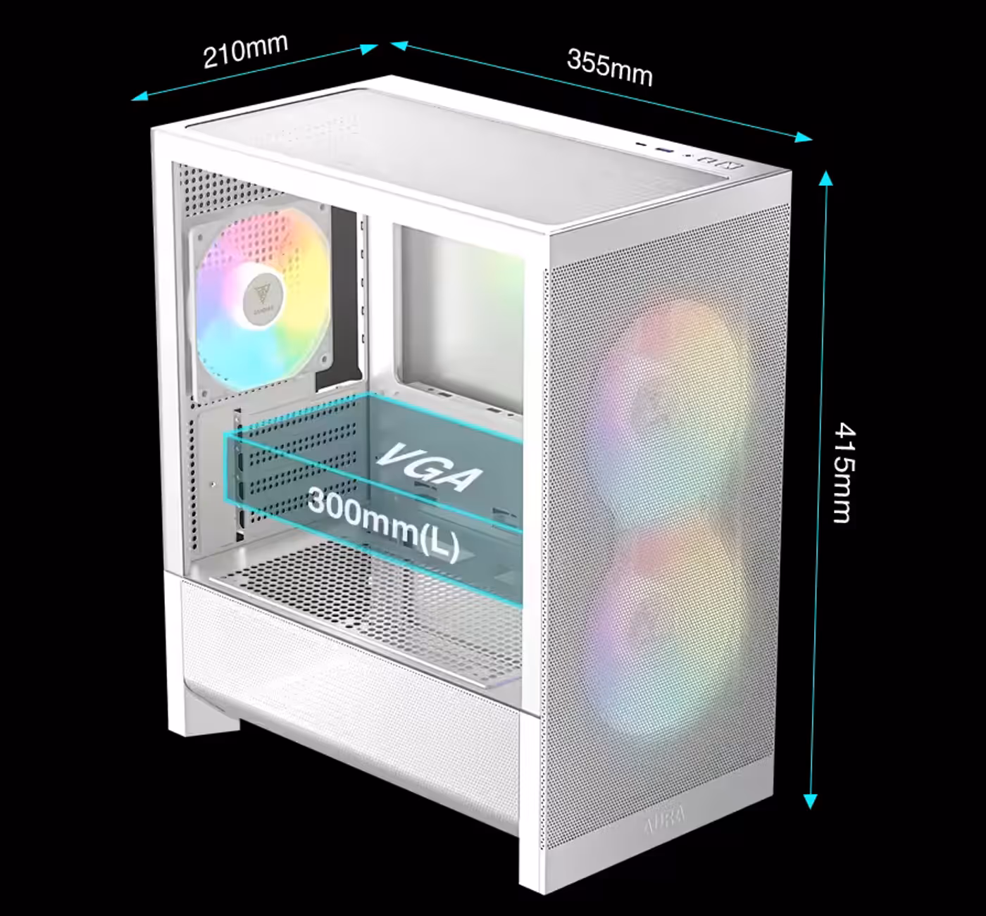 Optimized micro-tower interior supporting up to 300mm GPUs and clean cable management