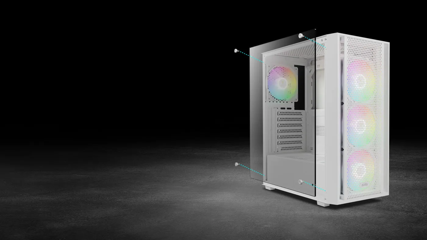 Panoramic Tempered Glass Design of Gamdias Aura GC2 Elite Gaming Case