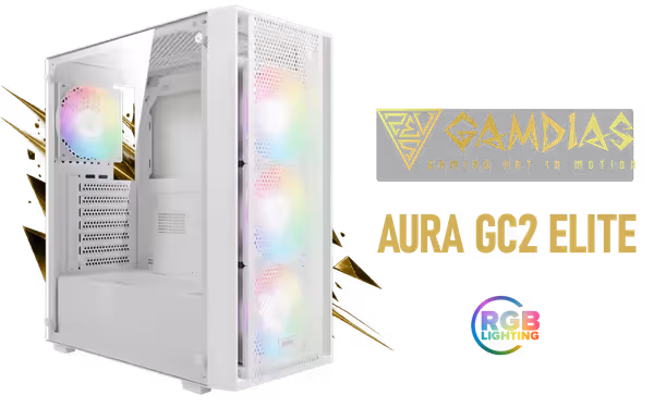 GAMDIAS Aura GC2 Elite White ATX Mid Tower Gaming Case - image 1 GAMDIAS Aura GC2 Elite White ATX Mid Tower Gaming Case - image 1