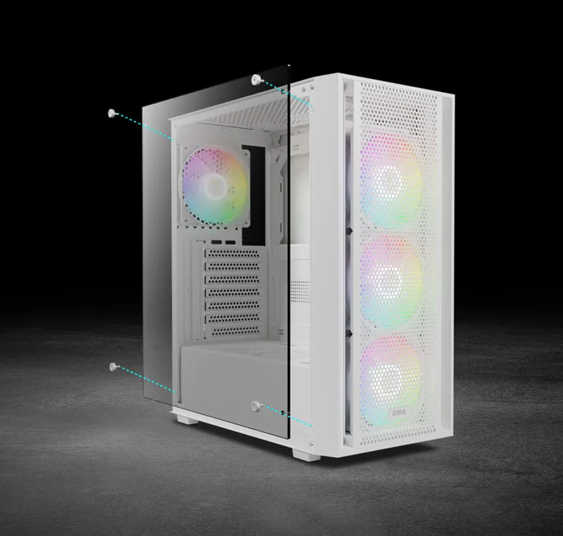 Panoramic Tempered Glass Design of Gamdias Aura GC2 Elite Gaming Case