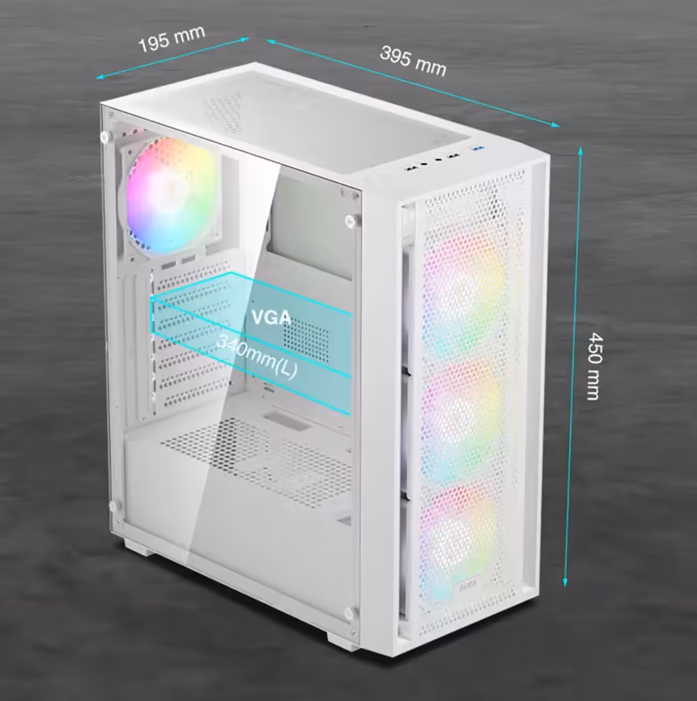 Compact interior layout of the Gamdias Aura GC2 Elite gaming case showing GPU and PSU shroud support
