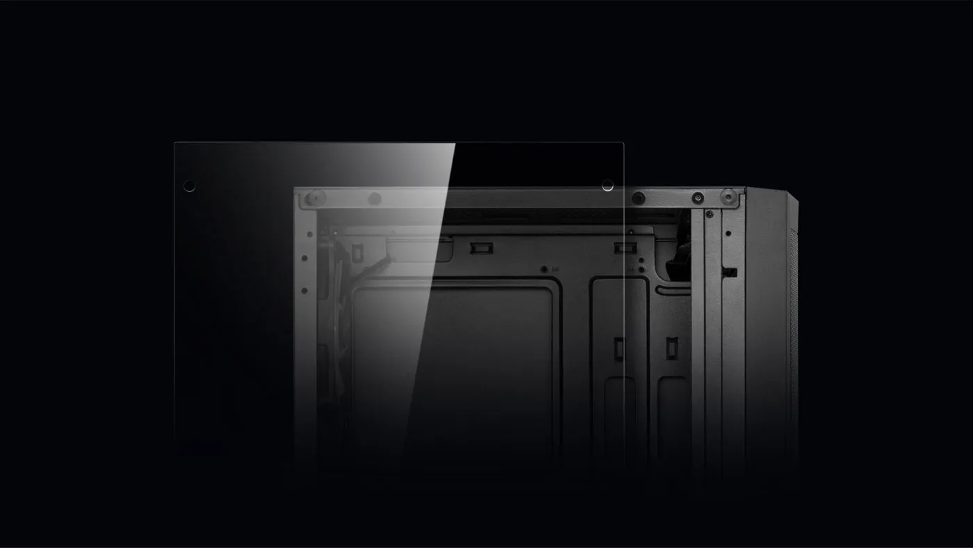 Gamdias Aura GC3 Gaming Case - Panoramic Tempered Glass - Desktop View