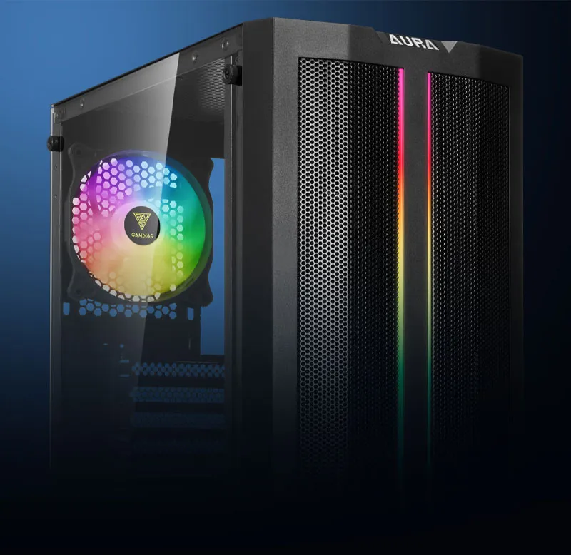 Gamdias Aura GC3 Gaming Case - Dynamic Lighting - Mobile View