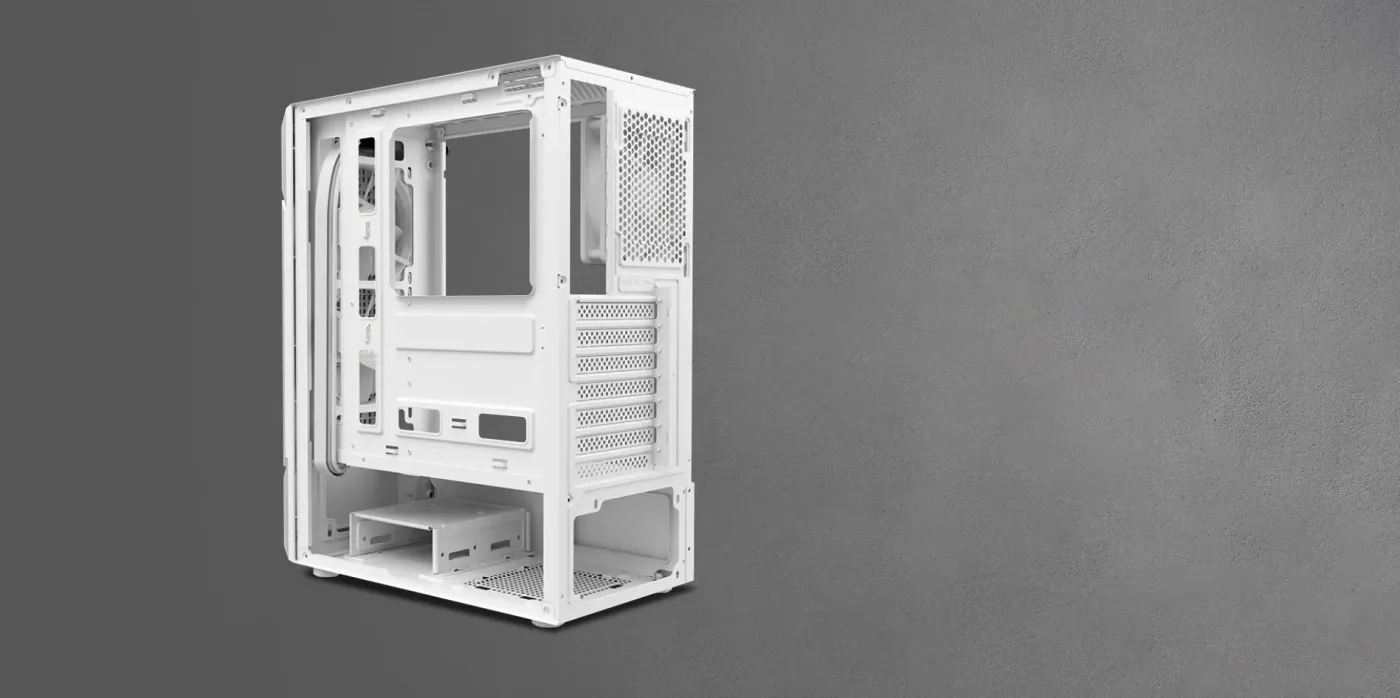 White cables, fans and connectors pre-installed inside the AURA GC7
