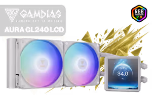 gamdias-aura-gl240-lcd-liquid-cooler-white-4-inch-ips-240mm - Image 1