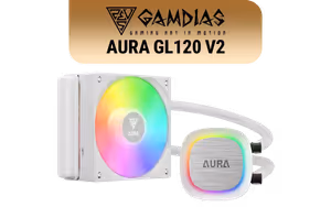 gamdias-aura-gl120-v2-white-120mm-rgb-liquid-cooler - Image 1