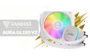 gamdias-aura-gl120-v2-white-120mm-rgb-liquid-cooler - Image 1
