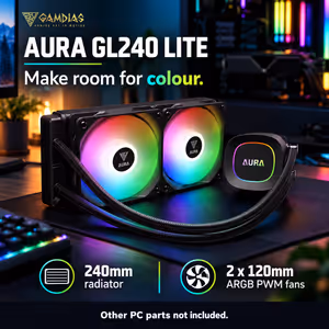 GAMDIAS AURA GL240 LITE 240mm ARGB Liquid Cooler - Black - image 11