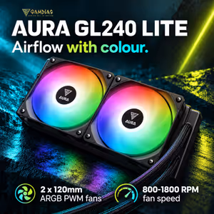 GAMDIAS AURA GL240 LITE 240mm ARGB Liquid Cooler - Black - image 13