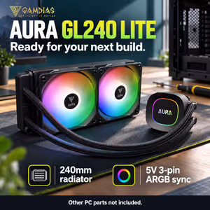 GAMDIAS AURA GL240 LITE 240mm ARGB Liquid Cooler - Black - image 14