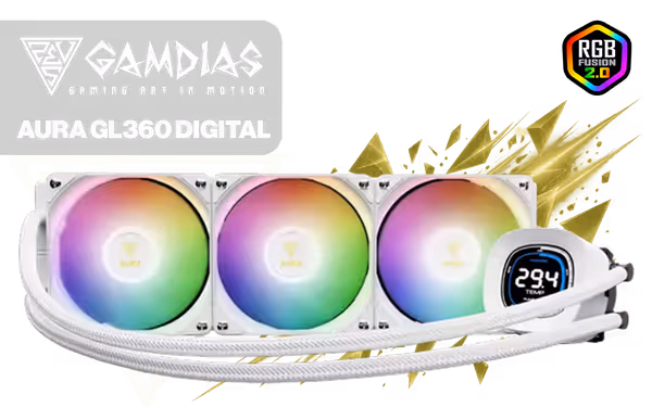 Gamdias AURA GL360 Digital Liquid Cooler ARGB (White) - image 1 Gamdias AURA GL360 Digital Liquid Cooler ARGB (White) - image 1