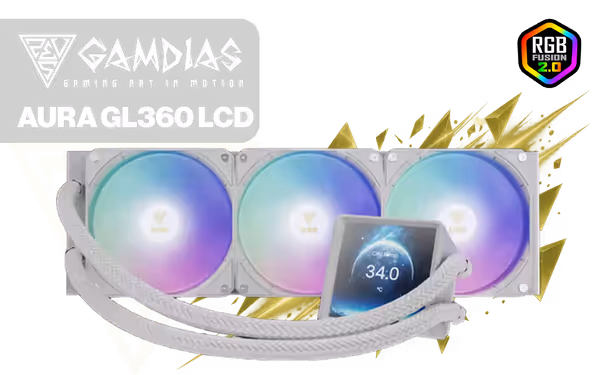 Gamdias AURA GL360 LCD Liquid Cooler 4in IPS (White) - image 1 Gamdias AURA GL360 LCD Liquid Cooler 4in IPS (White) - image 1