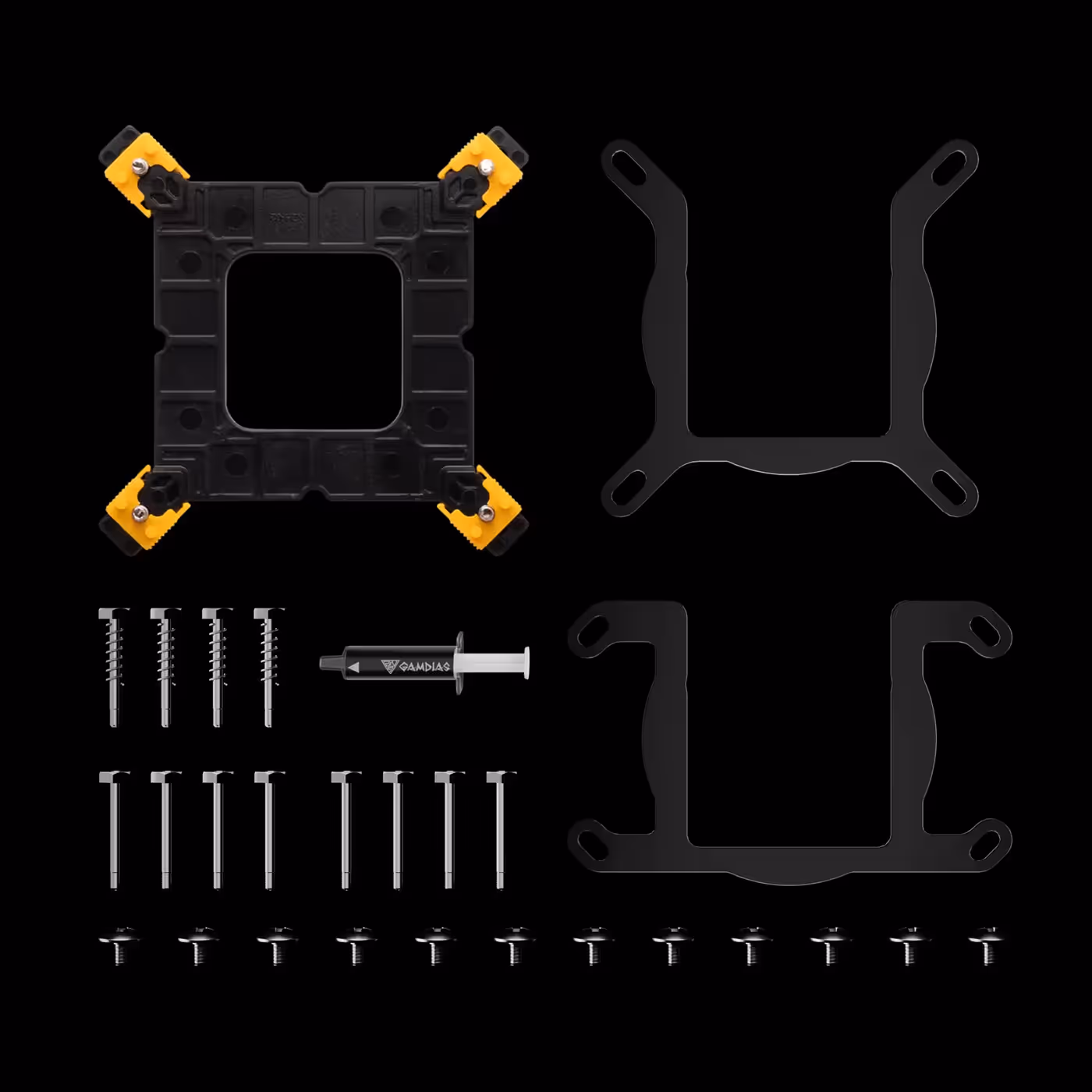 Black mounting brackets, screws and thermal grease supplied with the AURA GL360 LITE