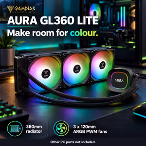 GAMDIAS AURA GL360 LITE 360mm ARGB Liquid Cooler - Black - image 11