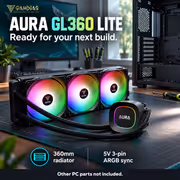 GAMDIAS AURA GL360 LITE 360mm ARGB Liquid Cooler - Black - image 14