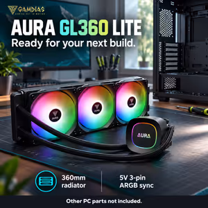 GAMDIAS AURA GL360 LITE 360mm ARGB Liquid Cooler - Black - image 14