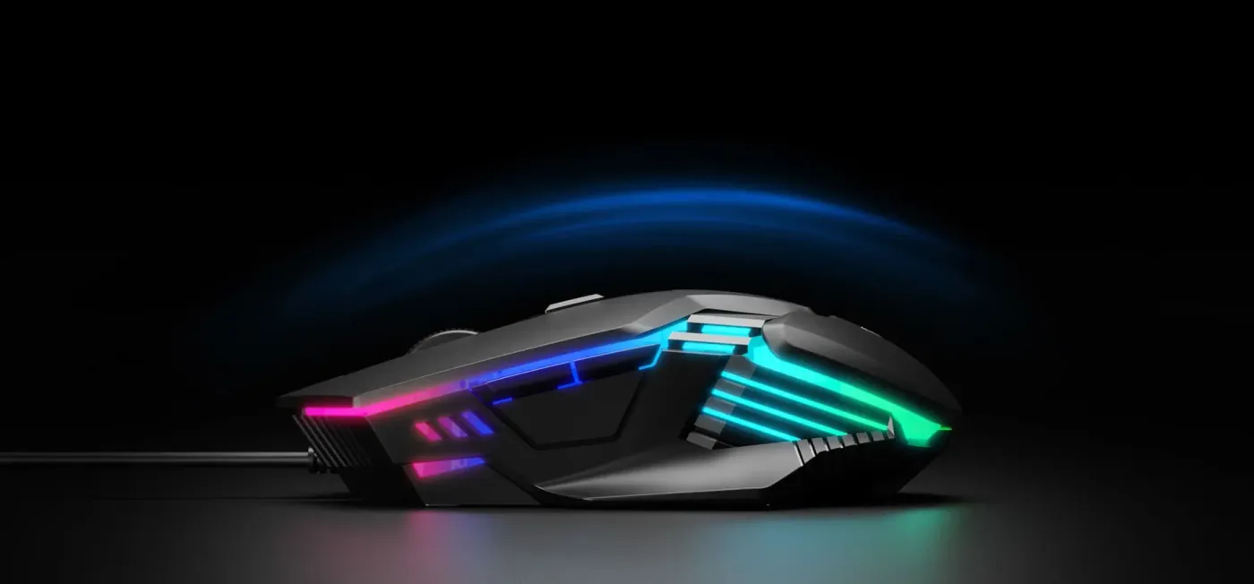 Contoured profile of the Gamdias AURA GS4 with its textured side grips