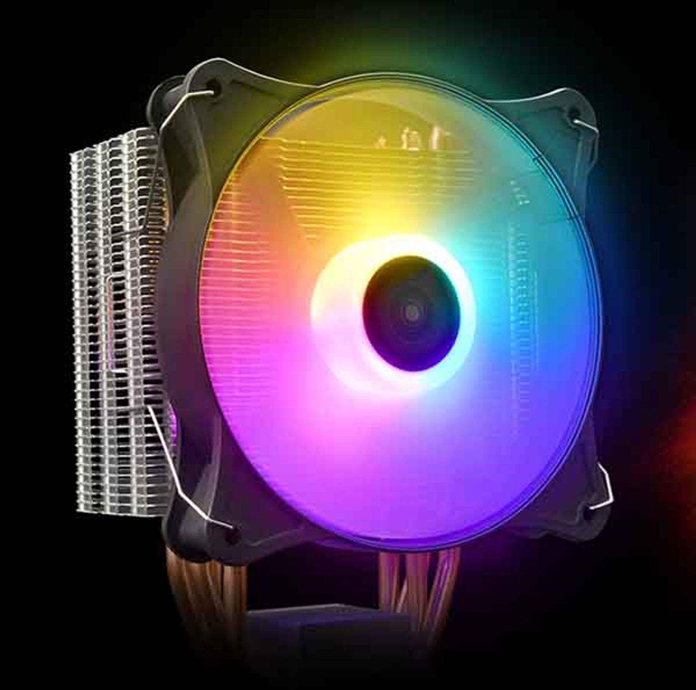 BOREAS E1 410 LITE fan lit up showing its Chromatic RGB lighting