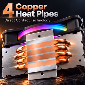 Gamdias BOREAS E1-410-LITE ARGB CPU Air Cooler — 4 Heat-Pipes - image 3