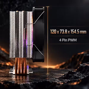 Gamdias BOREAS E1-410-LITE ARGB CPU Air Cooler — 4 Heat-Pipes - image 4