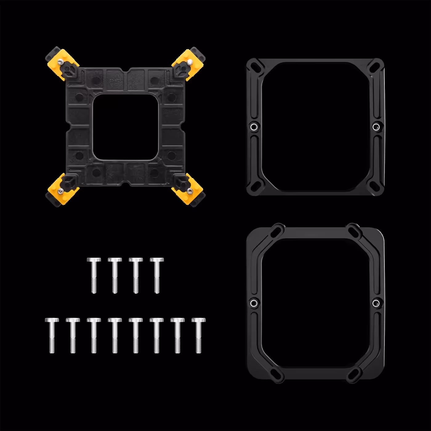 Black BOREAS M1-620 mounting hardware with a backplate, two frames and screws
