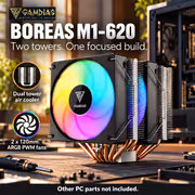 GAMDIAS BOREAS M1-620 Dual Tower CPU Air Cooler - Black - image 9