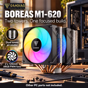 GAMDIAS BOREAS M1-620 Dual Tower CPU Air Cooler - Black - image 9