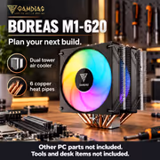 GAMDIAS BOREAS M1-620 Dual Tower CPU Air Cooler - Black - image 12