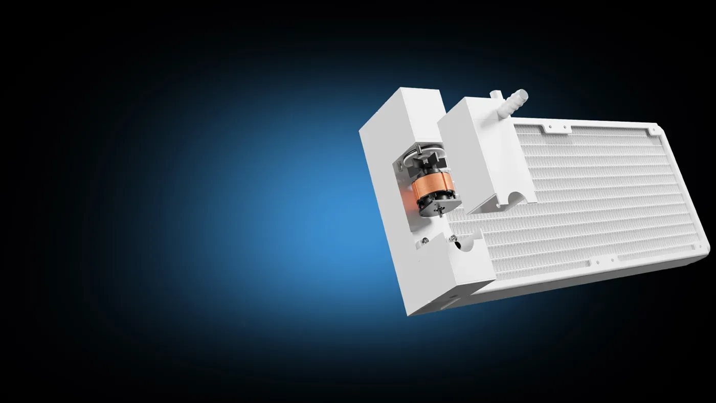 Patented PWM pump on the Gamdias Chione E4-240 radiator assembly