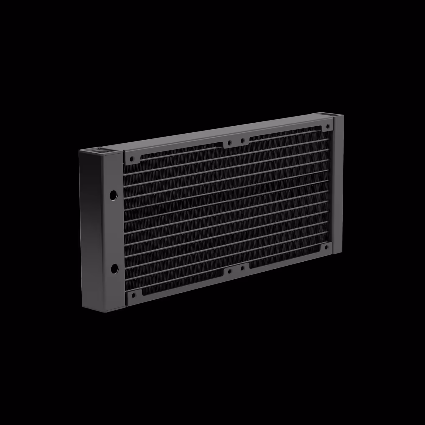 Black aluminium 240mm radiator of the CHIONE E4-240 V2 shown without fans