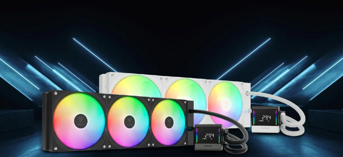 Gamdias Chione E4-420 liquid cooler with 420mm radiator and three 140mm ARGB fans