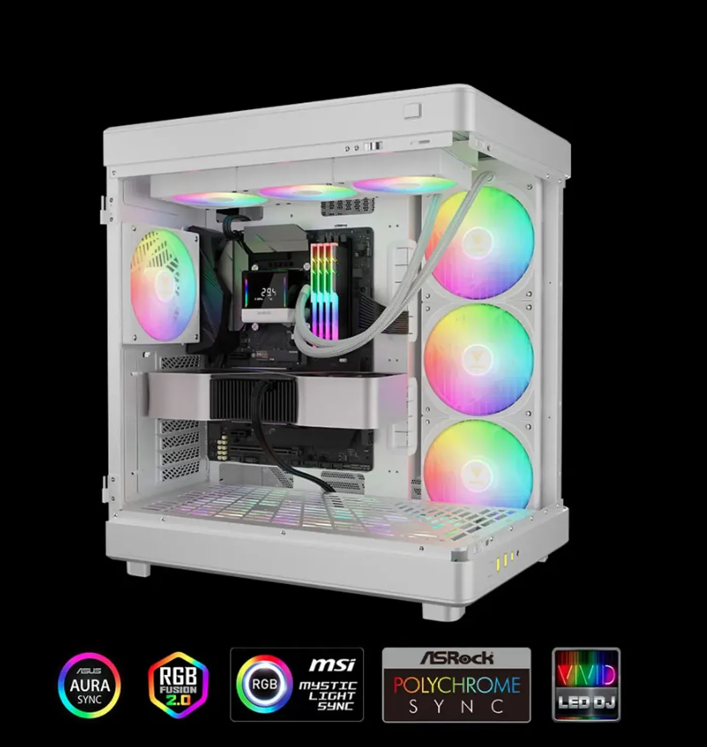 Customizable ARGB lighting on the Gamdias Chione E4-420 cooler