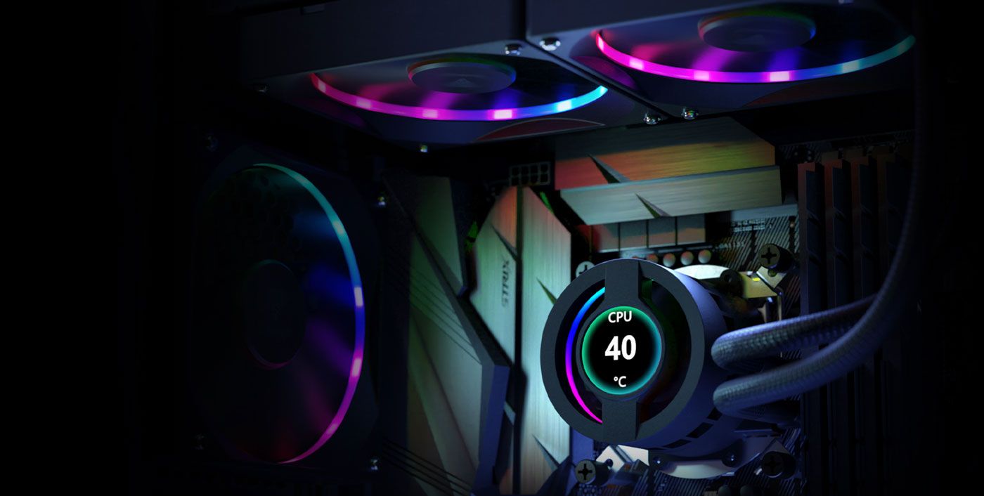 Gamdias CHIONE P3 all-in-one liquid cooler shown with its radiator and fans
