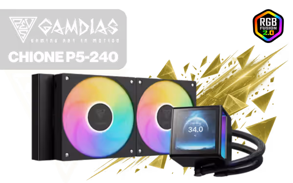 Gamdias CHIONE P5-240 Liquid Cooler, 3.4 IPS LCD (Black) - image 1 Gamdias CHIONE P5-240 Liquid Cooler, 3.4 IPS LCD (Black) - image 1