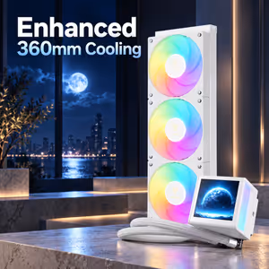 Gamdias CHIONE P5-360 Liquid Cooler (3.4in IPS LCD) White - image 2