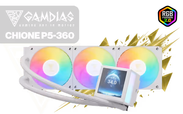 Gamdias CHIONE P5-360 Liquid Cooler (3.4in IPS LCD) White - image 1 Gamdias CHIONE P5-360 Liquid Cooler (3.4in IPS LCD) White - image 1