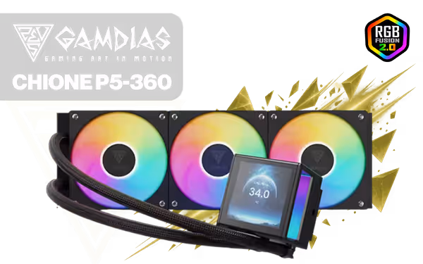 Gamdias CHIONE P5-360 Liquid Cooler 3.4in IPS (Black) - image 1 Gamdias CHIONE P5-360 Liquid Cooler 3.4in IPS (Black) - image 1