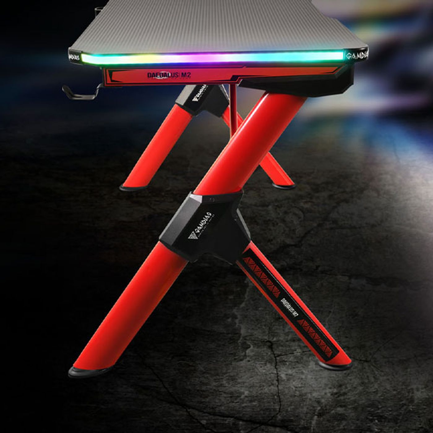Gamdias Daedalus M2 RGB Gaming Desk adjustable leveling knobs and stability design