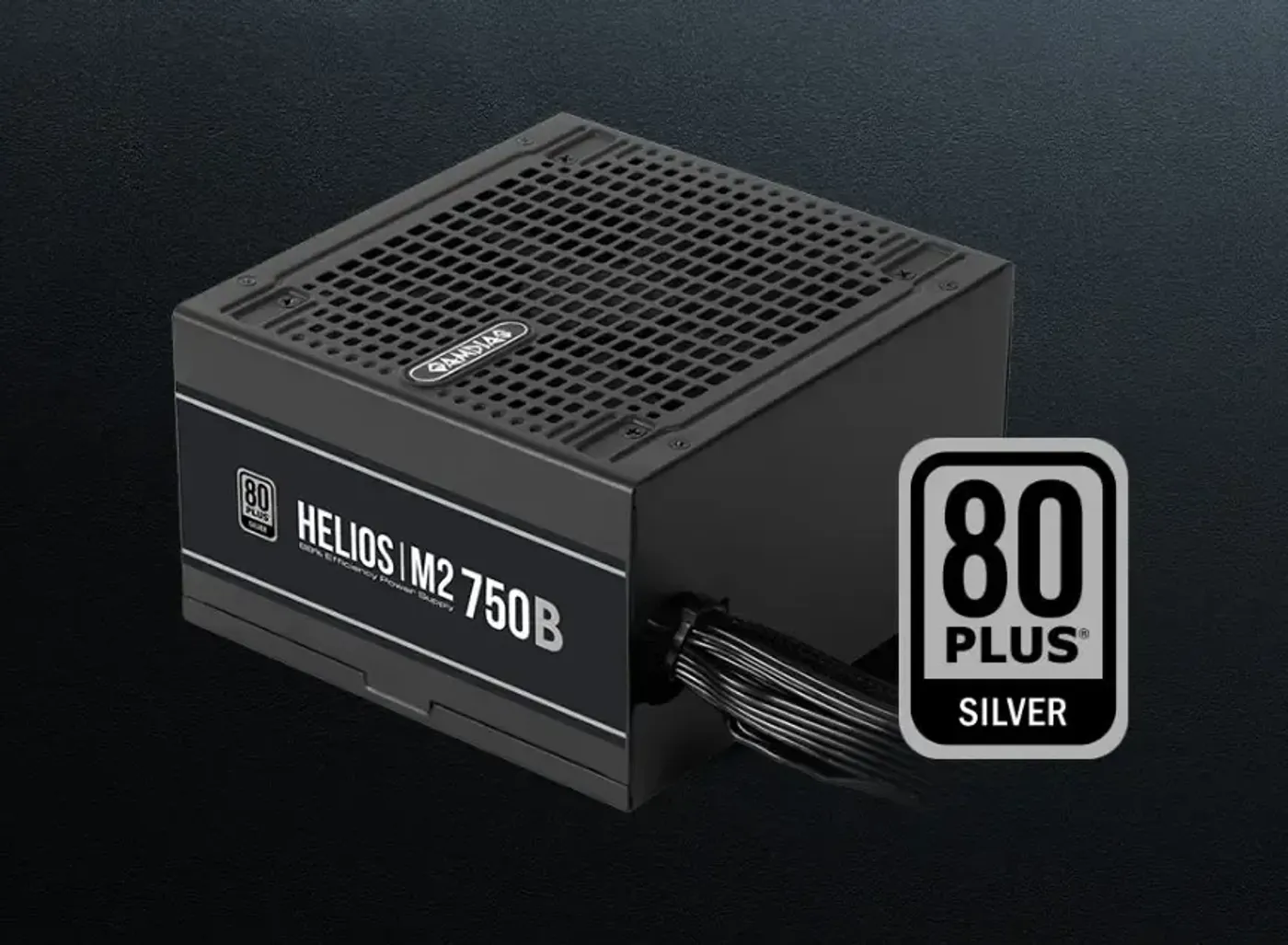 Gamdias HELIOS M2-750B power supply with 80 PLUS Silver certification badge
