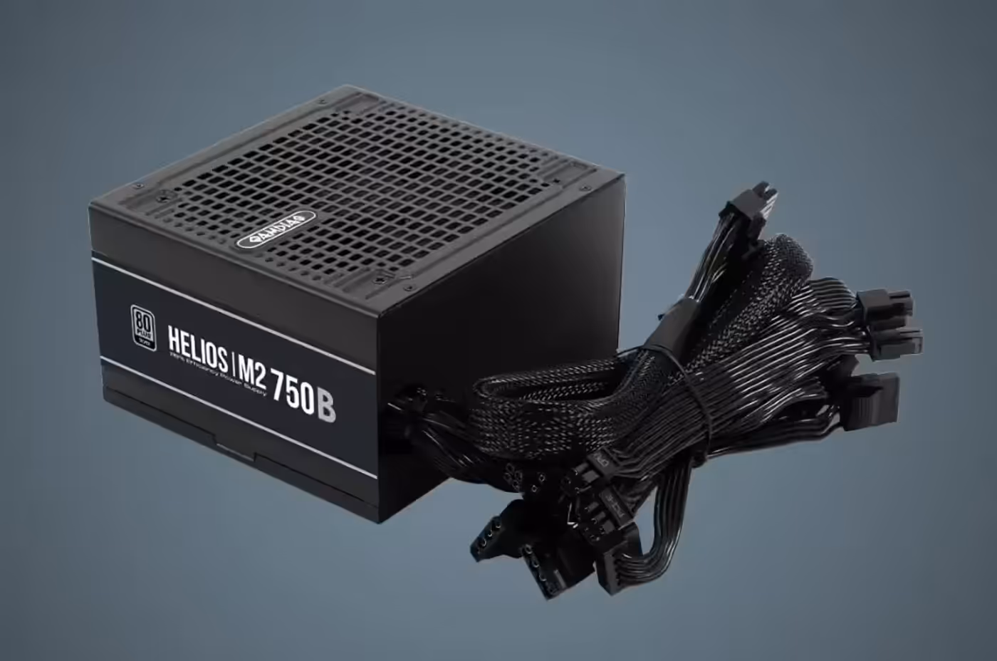 Gamdias HELIOS M2 power supply showcasing sleek flat black cables for easy installation