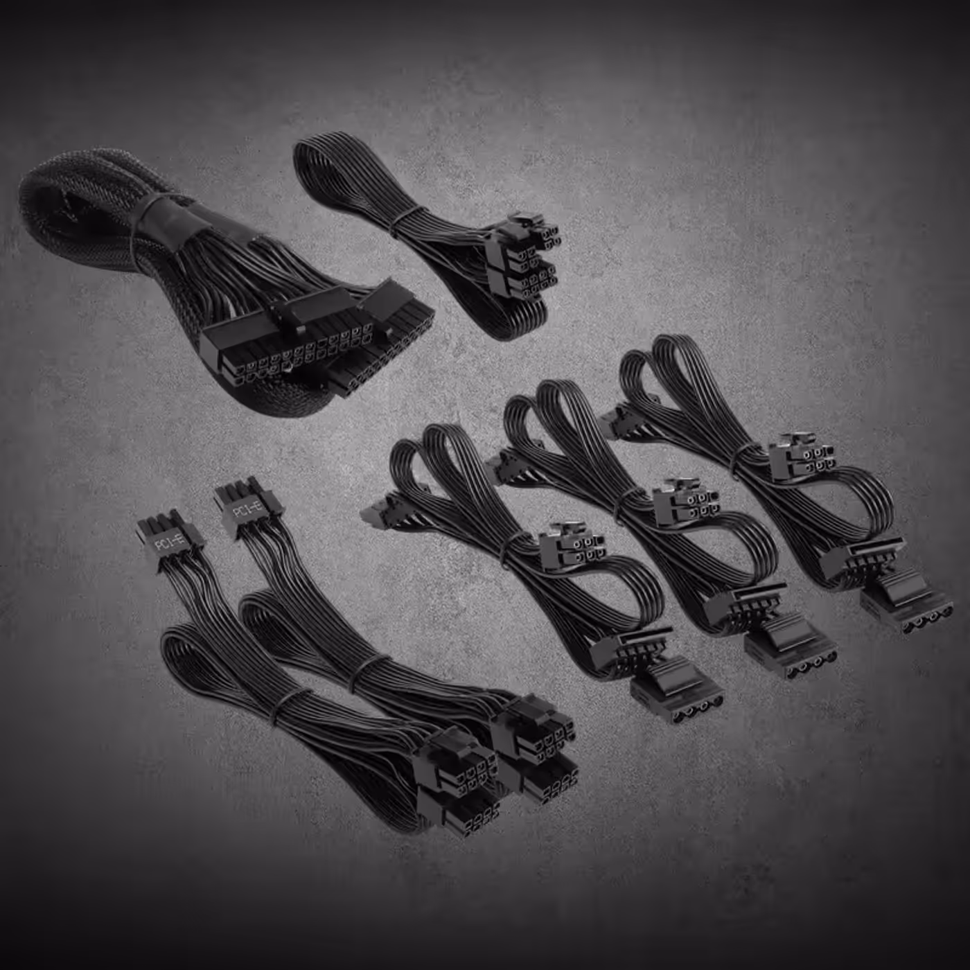 Flexible flat black modular cables for the Gamdias HELIOS P1A-850G