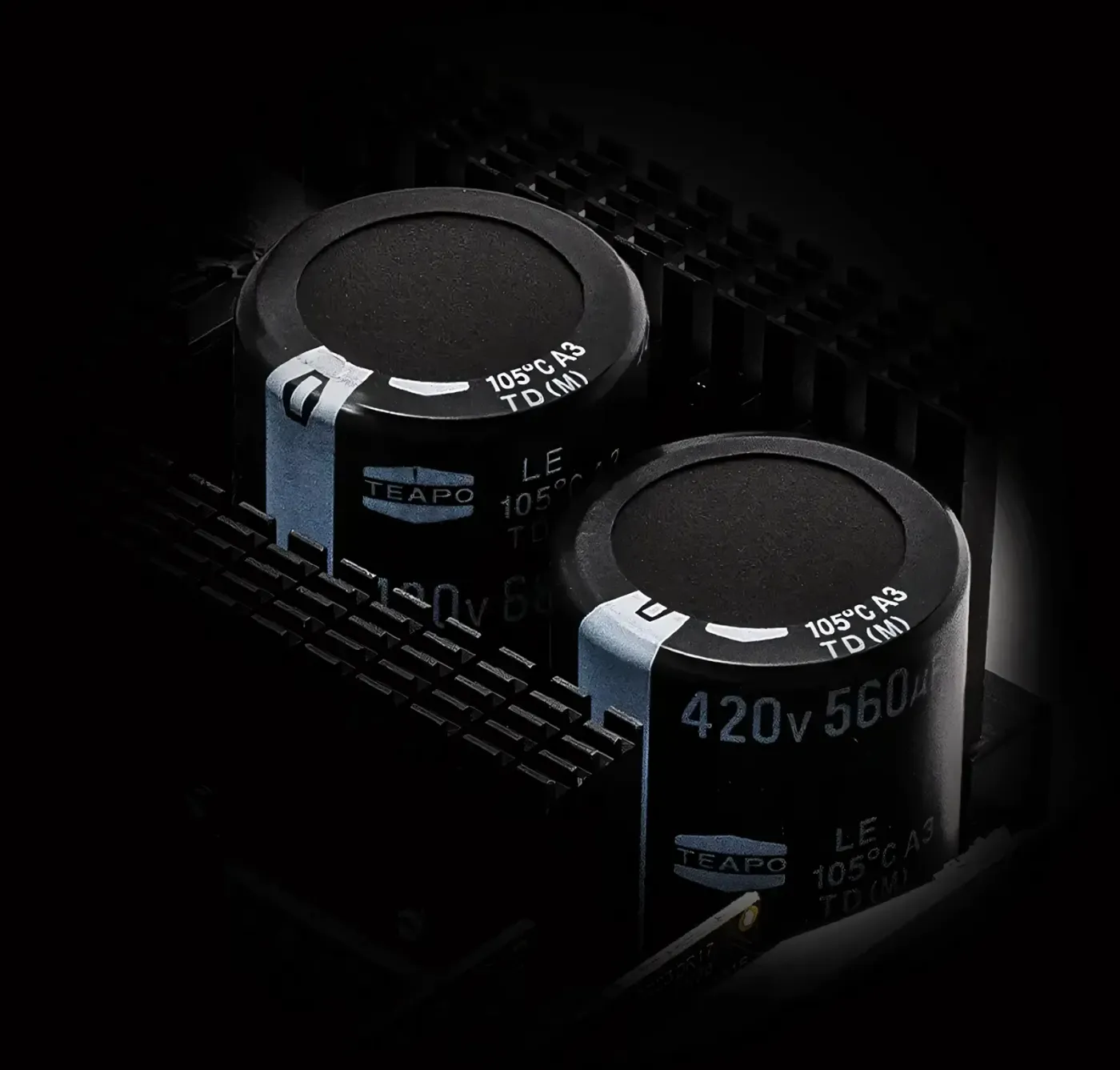 High quality internal capacitors for enhanced power stability and durability