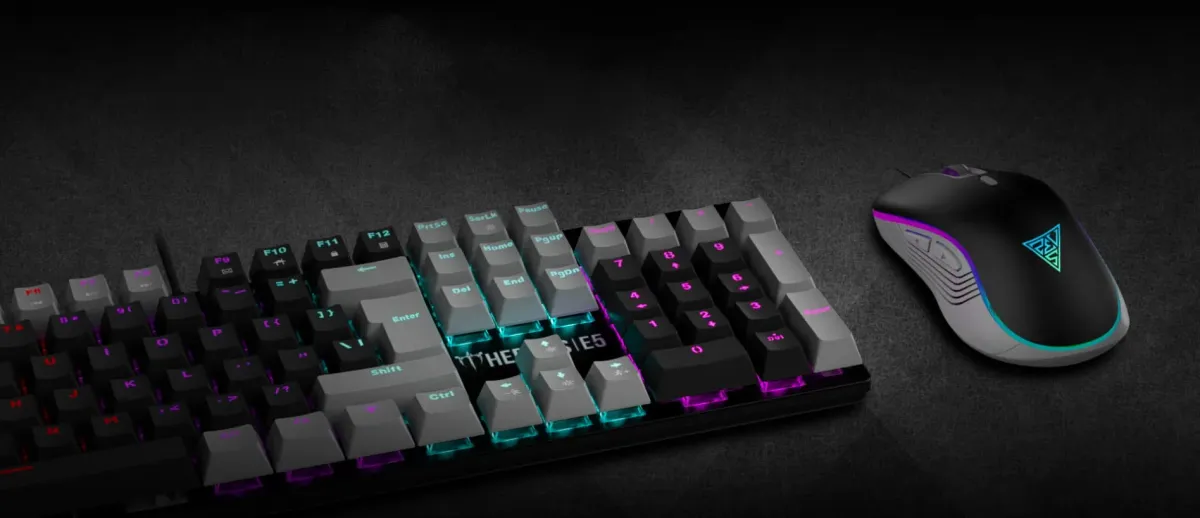 Sleek Illuminated Gaming Keyboard and Mouse - Desktop View